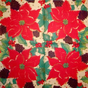 085 Christmas Flowers - 3-ply (cream/Edge grün) - Ihr